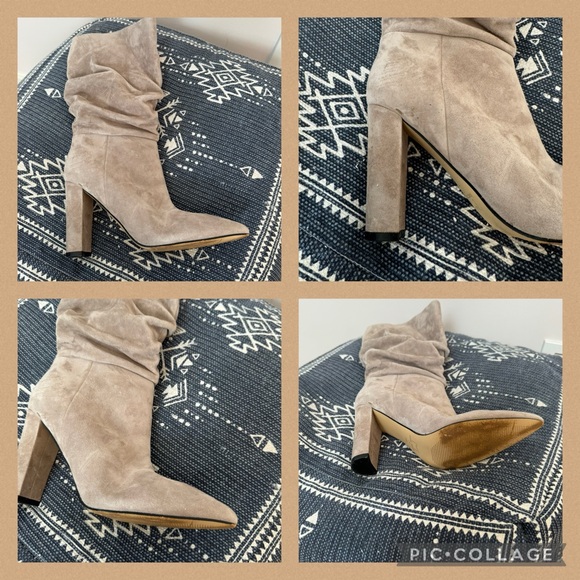 MARC FISHER Gromer Suede Slouched Mid Calf Boots Taupe size 7.5 women’s - Picture 3 of 6